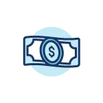 blue icon of money