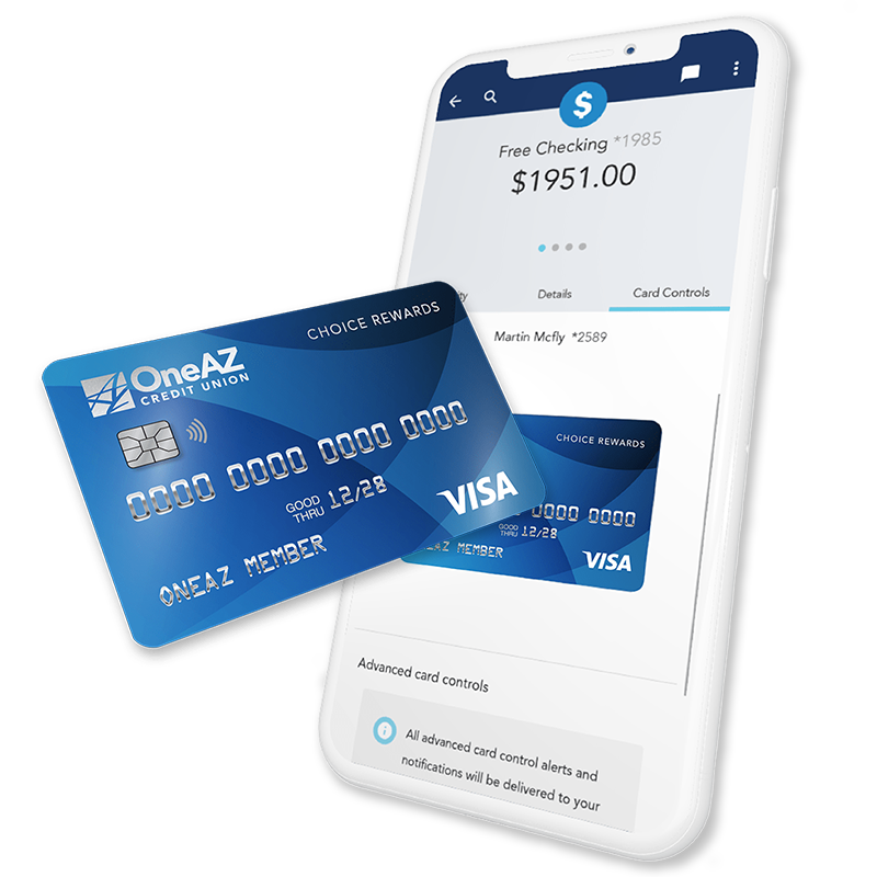 Oneaz Visa Choice Rewards Credit Card and OneAZ Mobile Banking app